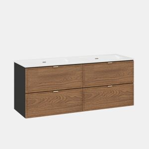Móvel lavatório duplo encastrável 120cm Elena Madeira e preto
