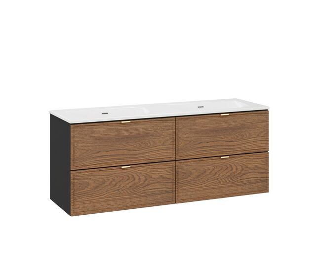Mueble lavabo doble encastrado 120cm Elena Madera y negro
