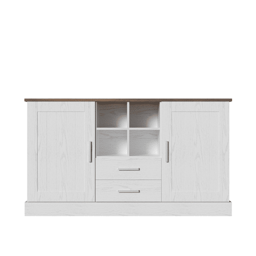 Aparador clássico - com 2 portas 2 gavetas 4 compartimentos - Branco