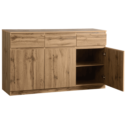 Aparador com 3 portas e 3 gavetas - aglomerado de partÃculas - Natural Aparador com 3 portas e 3 gavetas - aglomerado de partÃculas - Natural