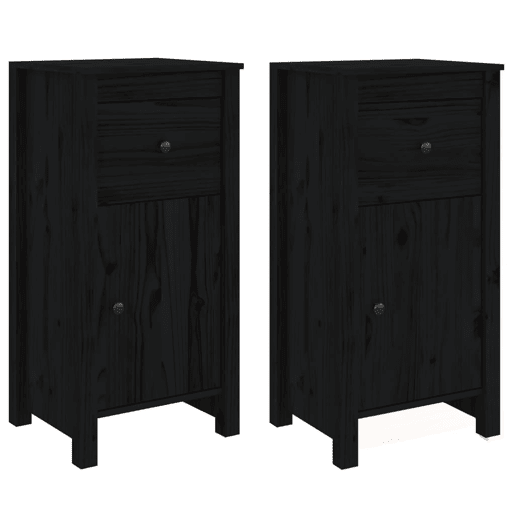vidaXL Aparadores 2 pcs 40x35x80 cm madeira de pinho maciça preto vidaXL Aparadores 2 pcs 40x35x80 cm madeira de pinho maciça preto