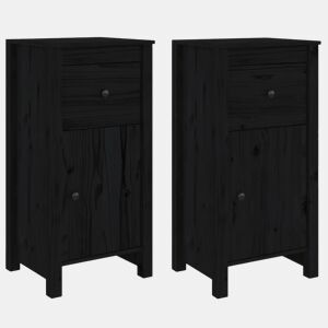vidaXL Aparadores 2 pcs 40x35x80 cm madeira de pinho maciça preto