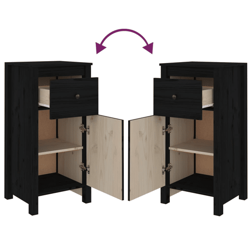 vidaXL Aparadores 2 pcs 40x35x80 cm madeira de pinho maciça preto vidaXL Aparadores 2 pcs 40x35x80 cm madeira de pinho maciça preto