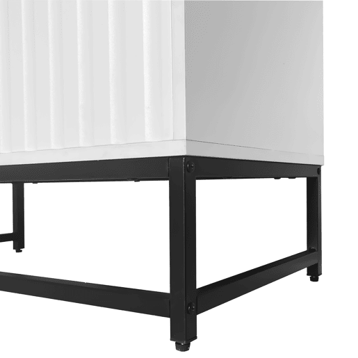 Aparador baixo - Estilo escandinavo - 2 portas decorativas com riscas verticais - Branco