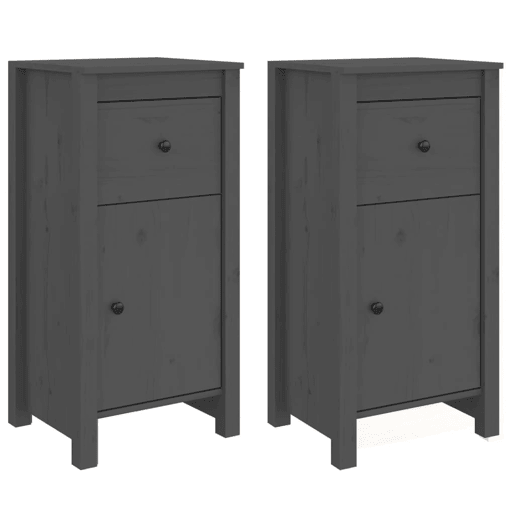 vidaXL Aparadores 2 pcs 40x35x80 cm madeira de pinho maciça cinza vidaXL Aparadores 2 pcs 40x35x80 cm madeira de pinho maciça cinza
