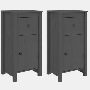 vidaXL Aparadores 2 pcs 40x35x80 cm madeira de pinho maciça cinza
