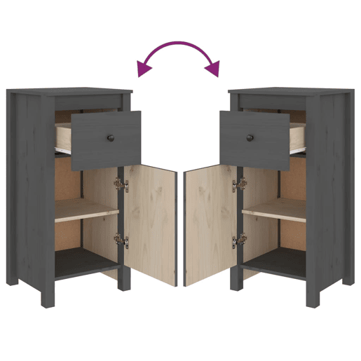 vidaXL Aparadores 2 pcs 40x35x80 cm madeira de pinho maciça cinza vidaXL Aparadores 2 pcs 40x35x80 cm madeira de pinho maciça cinza