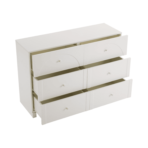 Aparador moderno - 6 portas com puxadores metálicos - Branco
