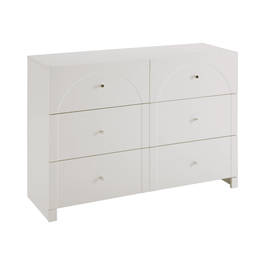 Aparador moderno - 6 portas com puxadores metálicos - Branco