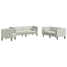 vidaXL 3 pcs conjunto de sofás chesterfield com rolos veludo creme