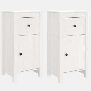 vidaXL Aparadores 2 pcs 40x35x80 cm madeira de pinho maciça branco