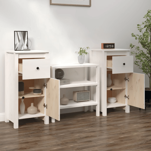 vidaXL Aparadores 2 pcs 40x35x80 cm madeira de pinho maciça branco vidaXL Aparadores 2 pcs 40x35x80 cm madeira de pinho maciça branco