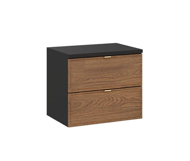 Mueble bajo lavabo 60cm encimera elena madera y negro
