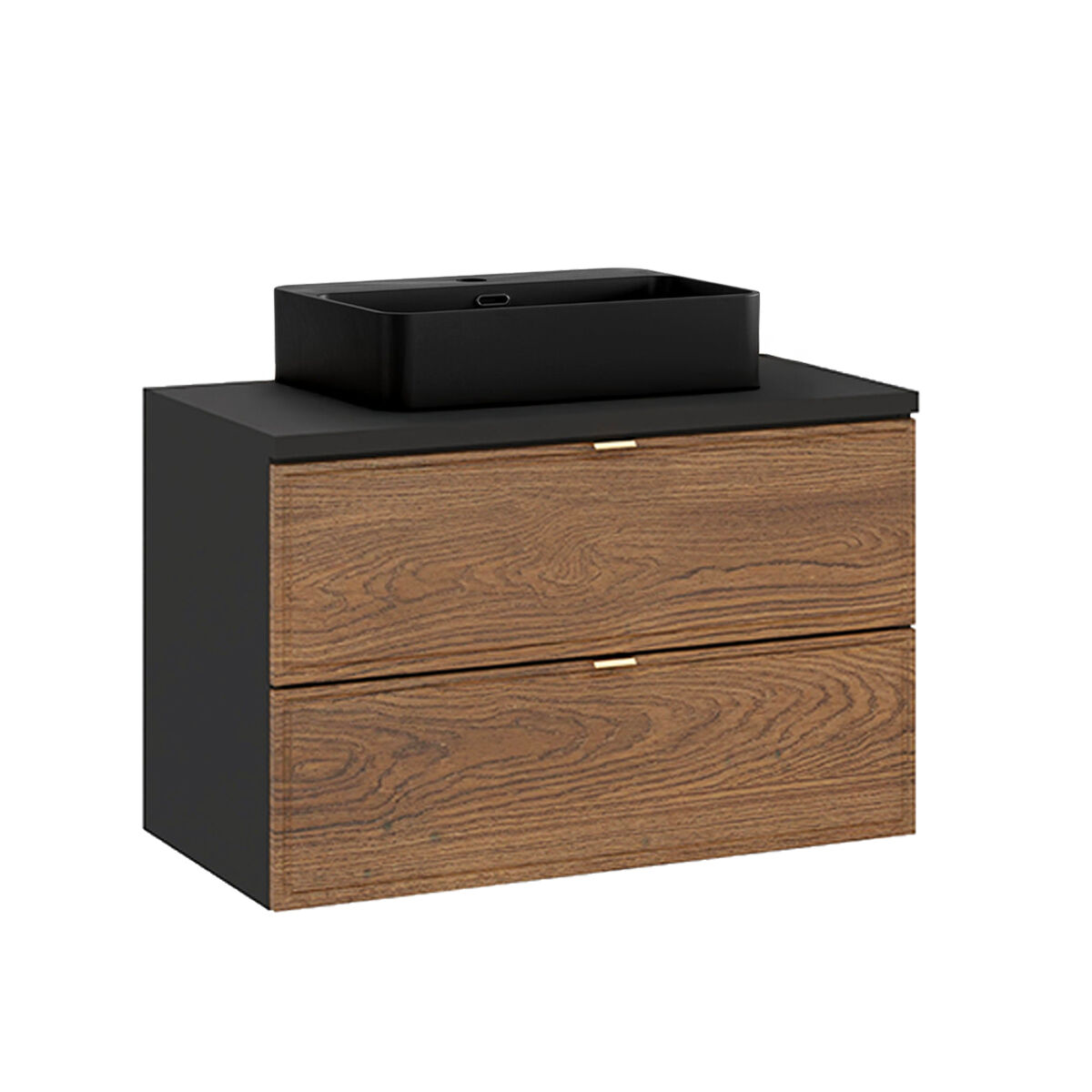 Mueble lavabo individual 80cm elena madera y negro