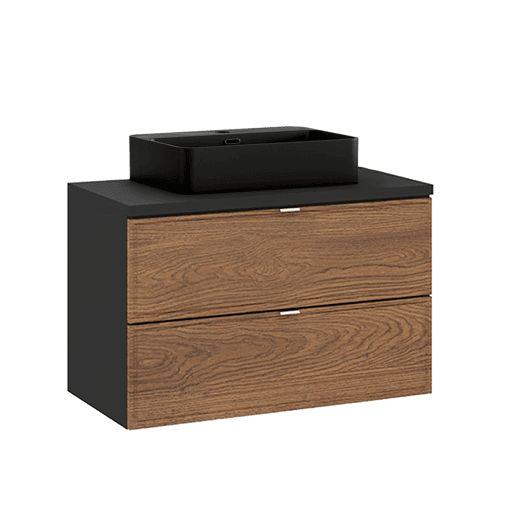 Móvel lavatório simples 80cm Elena Madeira e preto