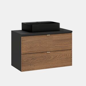 Móvel lavatório simples 80cm Elena Madeira e preto