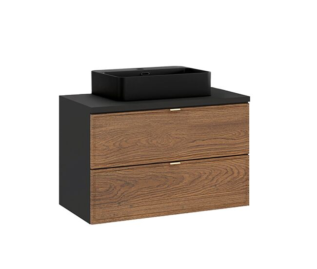 Mueble lavabo individual 80cm elena madera y negro