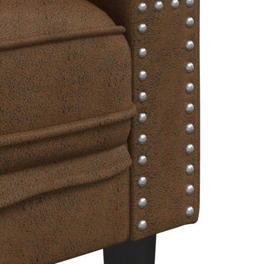 vidaXL 3 pcs conj. sofás chesterfield c rolos camurça artif. castanho vidaXL 3 pcs conj. sofás chesterfield c rolos camurça artif. castanho