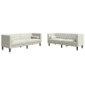 vidaXL 2 pcs conjunto de sofás chesterfield com rolos veludo creme