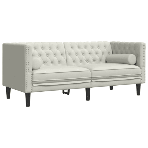 vidaXL 2 pcs conjunto de sofás chesterfield com rolos veludo creme