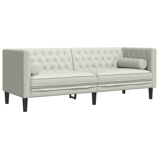 vidaXL 2 pcs conjunto de sofás chesterfield com rolos veludo creme