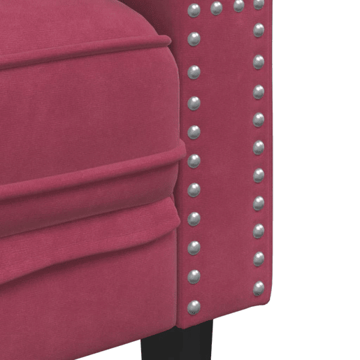 vidaXL 2 pcs conj. sofás chesterfield com rolos veludo vermelho-tinto