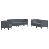 vidaXL 3 pcs conj. de sofás chesterfield com rolos veludo cinza-escuro