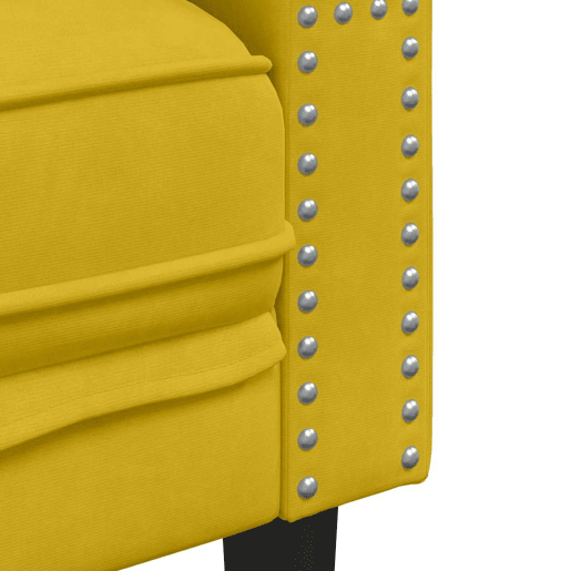 vidaXL 3 pcs conjunto de sofás chesterfield com rolos veludo amarelo