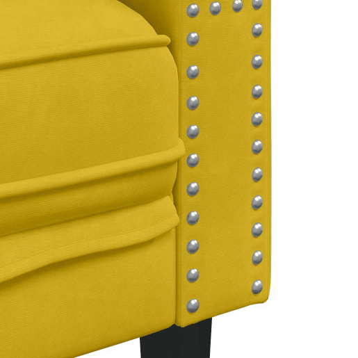 vidaXL 2 pcs conjunto de sofás chesterfield com rolos veludo amarelo