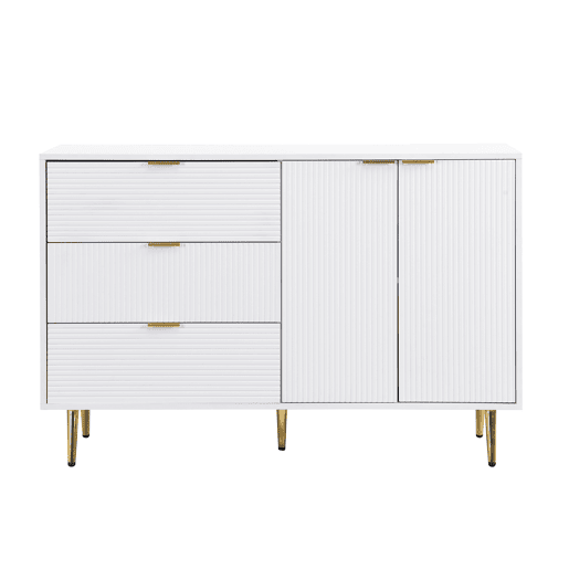 Aparador moderno - 2 portas e 3 gavetas - Branco