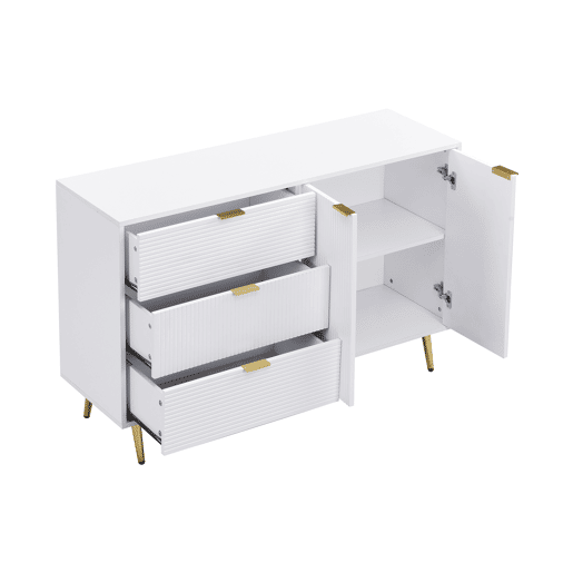 Aparador moderno - 2 portas e 3 gavetas - Branco