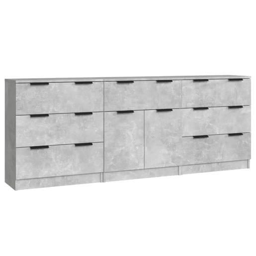 vidaXL 3 pcs aparadores madeira processada cinzento cimento vidaXL 3 pcs aparadores madeira processada cinzento cimento