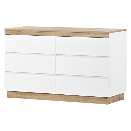 Cómoda moderna com 6 gavetas - aglomerado de partículas - Branco