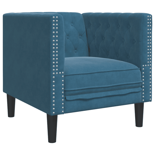vidaXL 3 pcs conjunto de sofás chesterfield com rolos veludo azul
