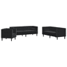 vidaXL 3 pcs conjunto de sofás chesterfield com rolos veludo preto