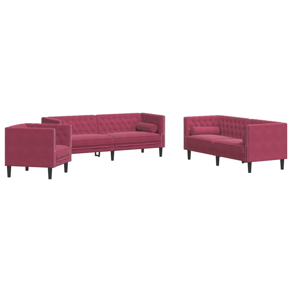 Juego De Sofás Chesterfield Rojo