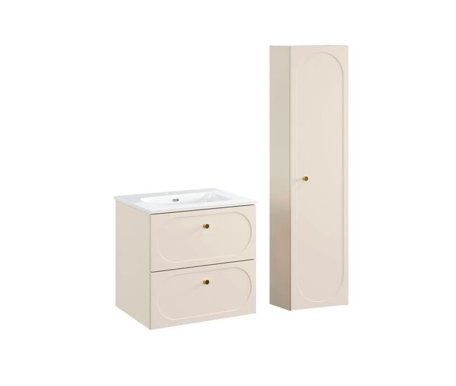 Sanae sand beige mueble bajo lavabo de 60cm con pedestal