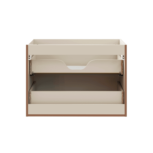 Conjunto móvel de lavatório individual 80 cm com lavatório incorporado e móvel alto Sanae Bege areia