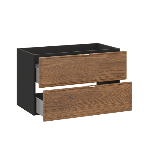 Conjunto móvel lavatório simples 80cm e coluna Elena Madeira e preto