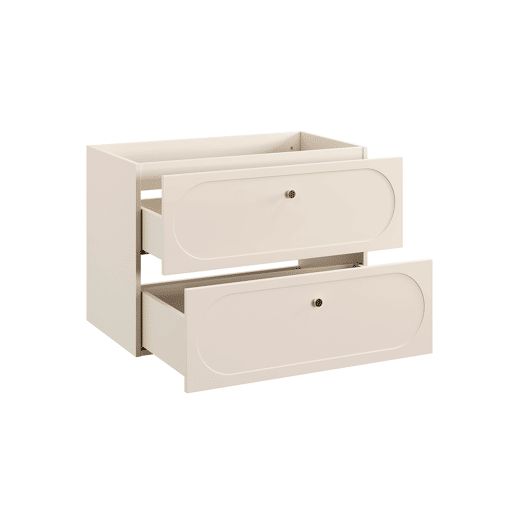 Conjunto móvel de lavatório individual 80 cm e móvel alto Sanae Bege areia