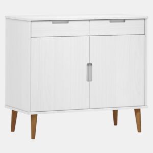 vidaXL Aparador MOLDE 90x40x80 cm pinho maciço branco