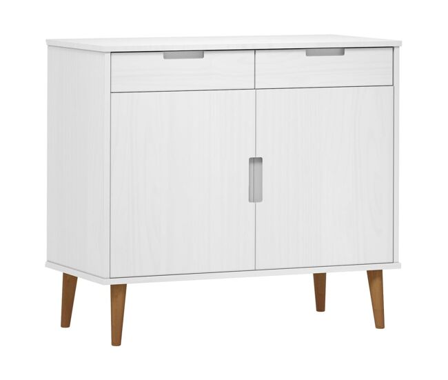 Vidaxl aparador molde madera maciza de pino blanca 90x40x80 cm