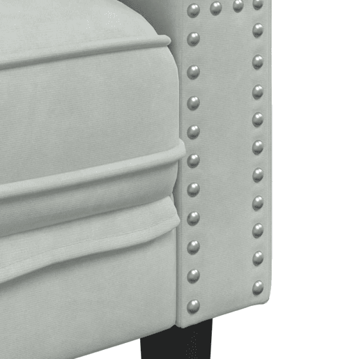vidaXL 3 pcs conj. de sofás chesterfield com rolos veludo cinza-claro
