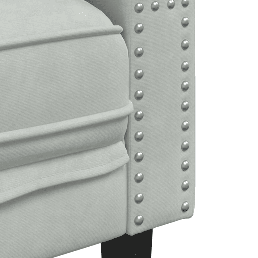 vidaXL 2 pcs conj. de sofás chesterfield com rolos veludo cinza-claro
