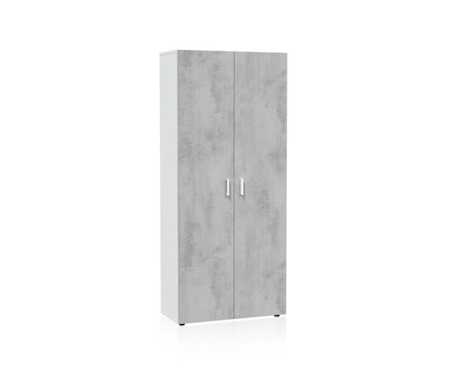 Armario multiusos 2 puertas blanco - cemento 80 x 182 x 37 cm