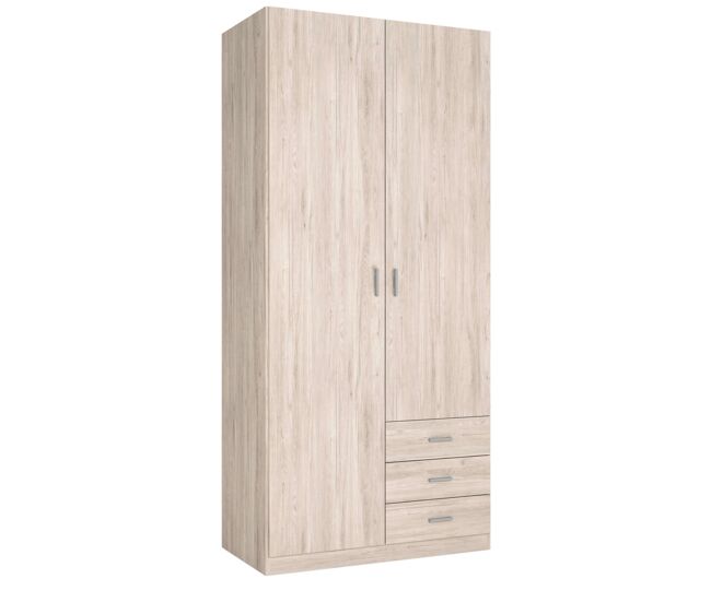 Armario roma 2 puertas 3 cajones habitación dormitorio color sahara estilo moderno mueble 216x100x53 cm