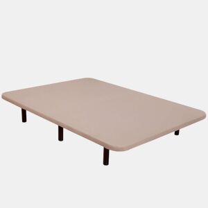 Base Estofada para Quarto 3D Estilo Contemporâneo em Bege com 5 Reforços Transversais 135x180 cm (COM 6 Pés)