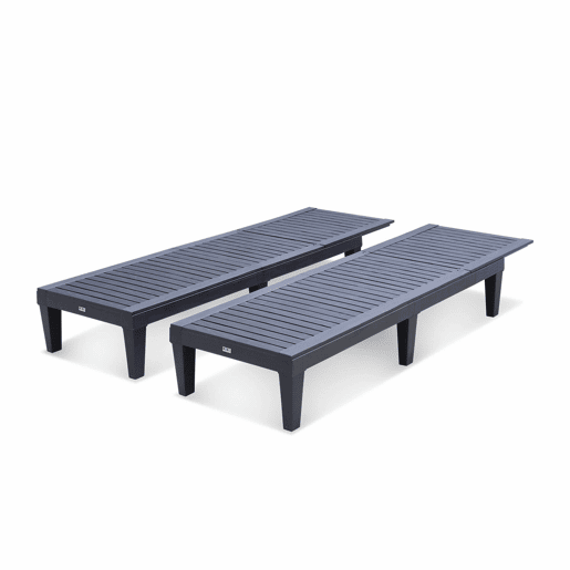Espreguiçadeira de plástico multiposições, set de 2, Pia x2, Preto, 157x83.5x58 cm