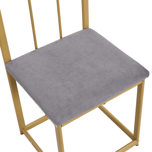 Conjunto de mesa e 6 cadeiras - cadeiras com almofada de assento e encosto - dourado