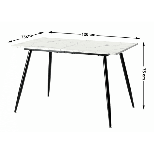 MESA DE MÁRMORE WHALEN WHALEN 120 KD + CHARLTON SUEDE BROWN Conjunto de mesa com efeito de mármore branco e 4 cadeiras escandinavas retro castanhas